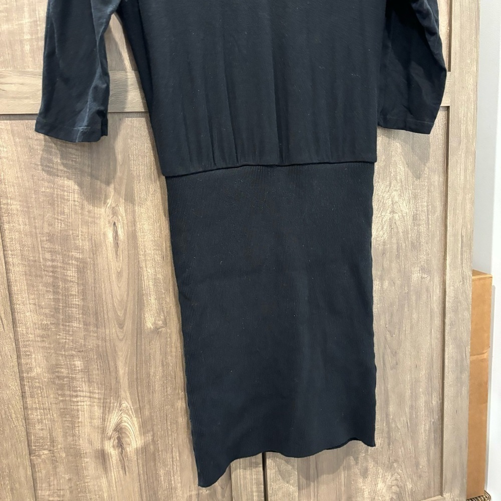 James Perse Los Angeles Mixed Media Dolman Blouson Dress Size 0 (XS) Black - Picture 7 of 13